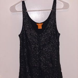 Black Sequin V Neck Tank